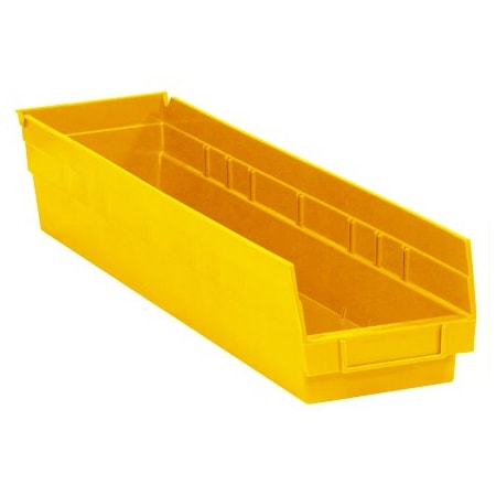 Bsc Preferred 23 5/8 x 4 1/8 x 4'' Yellow Plastic Shelf Bin Boxes, 16PK BUY00012777
